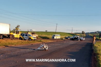 foto de Motorista invade pista contrária e atinge lateral de caminhão entre Maringá e Iguaraçu