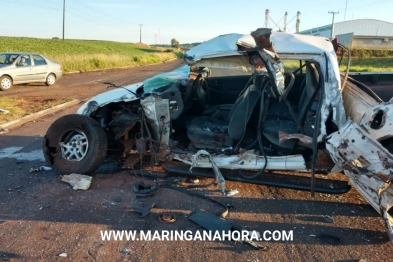 foto de Motorista invade pista contrária e atinge lateral de caminhão entre Maringá e Iguaraçu