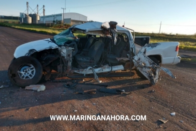 foto de Motorista invade pista contrária e atinge lateral de caminhão entre Maringá e Iguaraçu