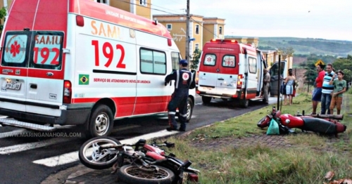 Colisão entre motocicletas deixa três feridos em Maringá