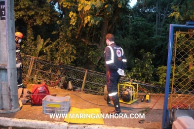 foto de Em Maringá; galho de árvore atravessa carro em acidente, e três pessoas são resgatadas sem ferimentos graves