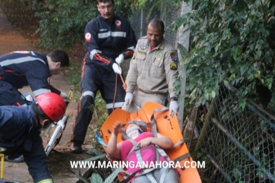 foto de Em Maringá; galho de árvore atravessa carro em acidente, e três pessoas são resgatadas sem ferimentos graves