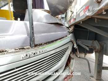 foto de Cinco pessoas ficam feridas em acidente envolvendo ônibus do transporte coletivo e uma carreta, entre Paiçandu e Maringá