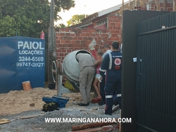 foto de Enquanto brincava, criança tem a mão prensada em betoneira em Paiçandu