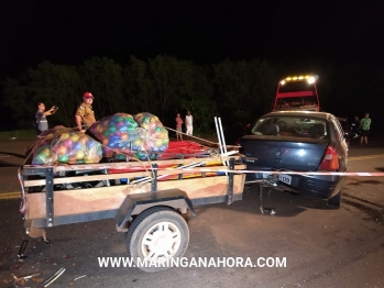 foto de Colisão frontal na PR-323 na saída de Paiçandu, deixa cinco pessoas feridas entre elas uma criança