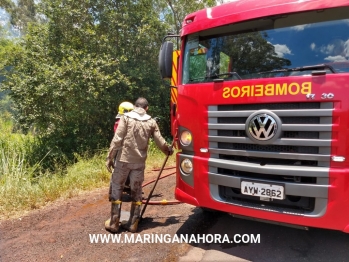 foto de Incêndio ambiental as margens da rodovia, provoca acidente entre Paiçandu e Água Boa