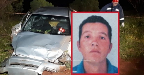 A véspera de Natal; condutor morre após ser ejetado de carro em capotamento entre Maringá e Iguatemi