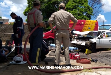 foto de Colisão em cruzamento deixa 5 pessoas feridas em Maringá