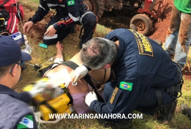 foto de Agricultor é socorrido de helicóptero após ser ejetado de trator em Marialva