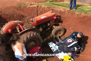 foto de Agricultor é socorrido de helicóptero após ser ejetado de trator em Marialva