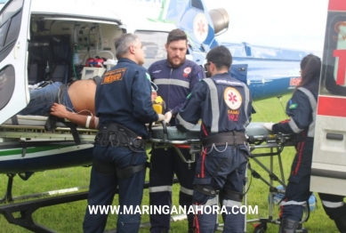 foto de Agricultor é socorrido de helicóptero após ser ejetado de trator em Marialva