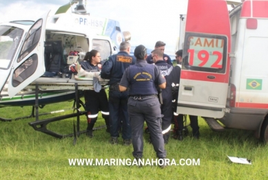 foto de Agricultor é socorrido de helicóptero após ser ejetado de trator em Marialva