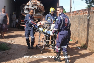 foto de Trabalhador fica ferido ao bater cabeça e ficar preso dentro de um caminhão tanque em Paiçandu