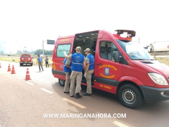 foto de Motociclista fica ferido após queda de moto na marginal da rodovia PR-323 em Maringá