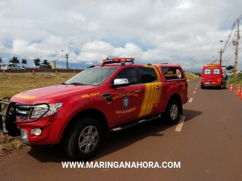 foto de Motociclista fica ferido após queda de moto na marginal da rodovia PR-323 em Maringá