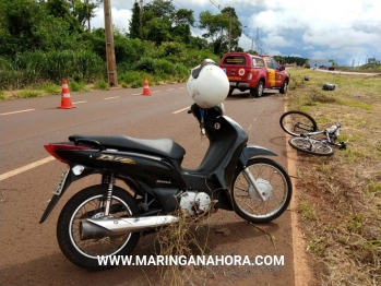 foto de Motociclista fica ferido após queda de moto na marginal da rodovia PR-323 em Maringá