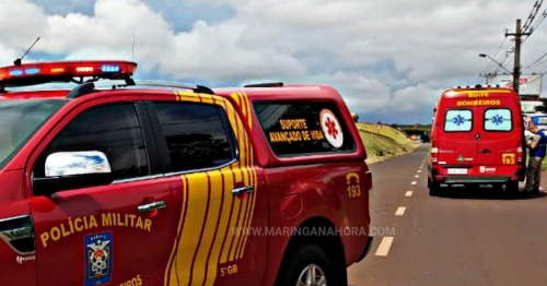 Motociclista fica ferido após queda de moto na marginal da rodovia PR-323 em Maringá