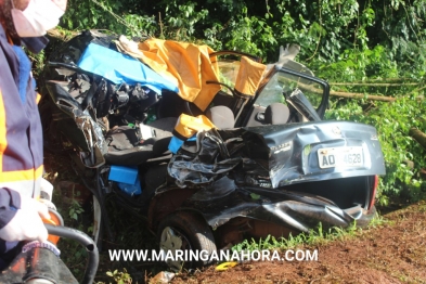 foto de Milagre na rodovia;  Três pessoas ficam feridas após veículos baterem e capotarem em Maringá