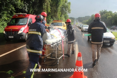 foto de Milagre na rodovia;  Três pessoas ficam feridas após veículos baterem e capotarem em Maringá