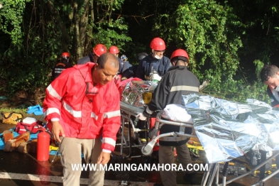 foto de Milagre na rodovia;  Três pessoas ficam feridas após veículos baterem e capotarem em Maringá