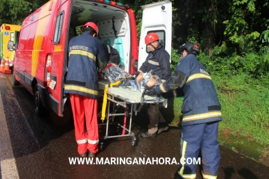 foto de Milagre na rodovia;  Três pessoas ficam feridas após veículos baterem e capotarem em Maringá