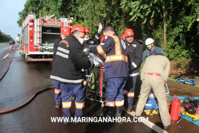 foto de Milagre na rodovia;  Três pessoas ficam feridas após veículos baterem e capotarem em Maringá