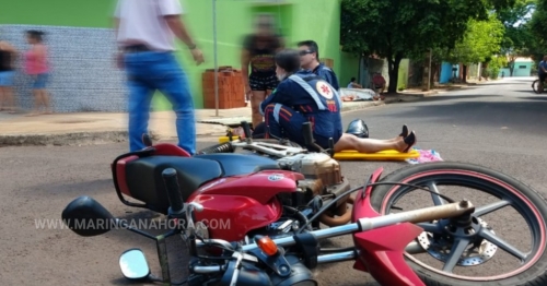 Duas pessoas ficam feridas em colisão envolvendo duas motos em Paiçandu