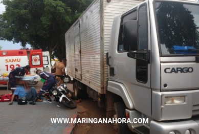 foto de Motociclista tem o pé lacerado, após colisão com caminhão em Paiçandu