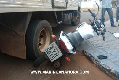 foto de Motociclista tem o pé lacerado, após colisão com caminhão em Paiçandu