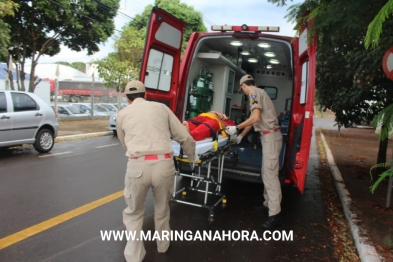 foto de Motociclista sofre acidente e moto vai parar embaixo de caminhão em Maringá