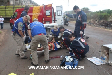 foto de Motociclista sofre ferimentos graves ao bater em lateral de caminhão em Maringá