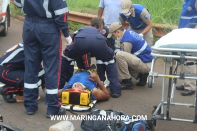 foto de Motociclista sofre ferimentos graves ao bater em lateral de caminhão em Maringá