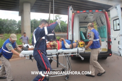 foto de Motociclista sofre ferimentos graves ao bater em lateral de caminhão em Maringá