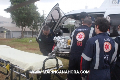 foto de Bebê é resgatado de helicóptero, após grave acidente na PR-486; o pai morreu e a mãe ficou gravemente ferida