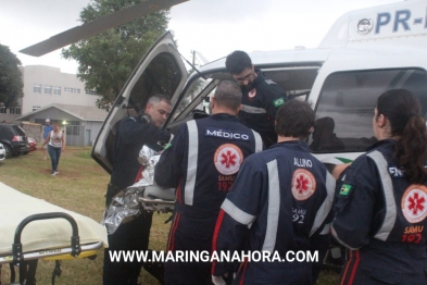 foto de Bebê é resgatado de helicóptero, após grave acidente na PR-486; o pai morreu e a mãe ficou gravemente ferida