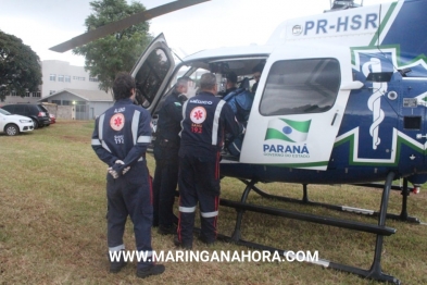 foto de Bebê é resgatado de helicóptero, após grave acidente na PR-486; o pai morreu e a mãe ficou gravemente ferida