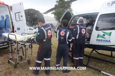 foto de Bebê é resgatado de helicóptero, após grave acidente na PR-486; o pai morreu e a mãe ficou gravemente ferida