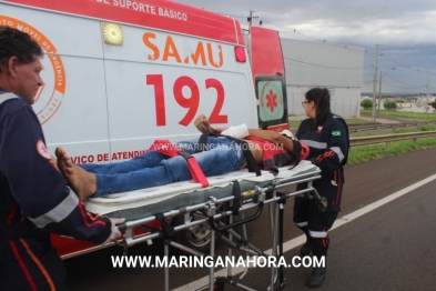 foto de Homem fica ferido após peça de carreta desprender e atingir veículo no Contorno Norte em Maringá