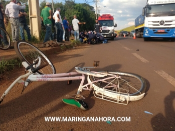 foto de Motociclista e ciclista ficam feridas após colisão na marginal da PR-323