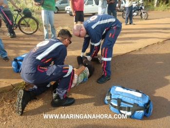 foto de Motociclista e ciclista ficam feridas após colisão na marginal da PR-323