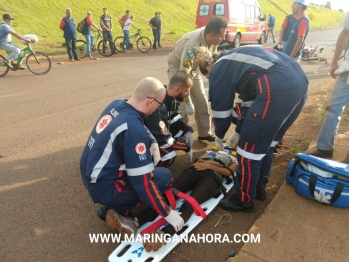 foto de Motociclista e ciclista ficam feridas após colisão na marginal da PR-323