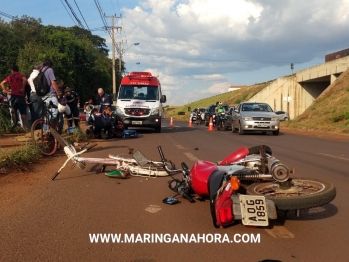 foto de Motociclista e ciclista ficam feridas após colisão na marginal da PR-323