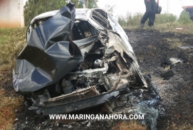 foto de Jovem morre carbonizado após veículo cair em ribanceira na região de Maringá