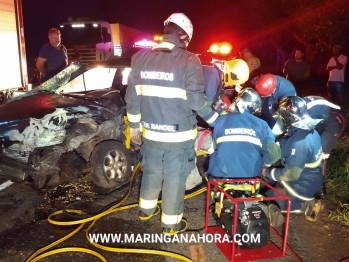 foto de Motorista fica ferido após acidente entre carro e carreta entre Paiçandu e o Distrito de Água Boa