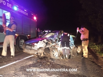 foto de Motorista fica ferido após acidente entre carro e carreta entre Paiçandu e o Distrito de Água Boa