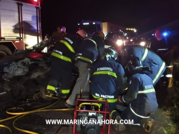 foto de Motorista fica ferido após acidente entre carro e carreta entre Paiçandu e o Distrito de Água Boa