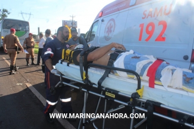 foto de Motociclista sofre ferimentos graves ao bater na traseira de ônibus em Maringá