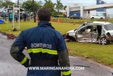 foto de Casal morre e filho de 13 anos fica gravemente ferido em acidente entre carreta e carro na PR-317, entre Maringá e Iguaraçu