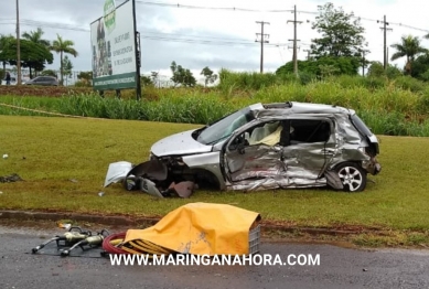 foto de Casal morre e filho de 13 anos fica gravemente ferido em acidente entre carreta e carro na PR-317, entre Maringá e Iguaraçu