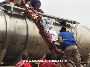 foto de Funcionário de lava-jato em Maringá, é resgatado de dentro de tanque de caminhão após passar mal